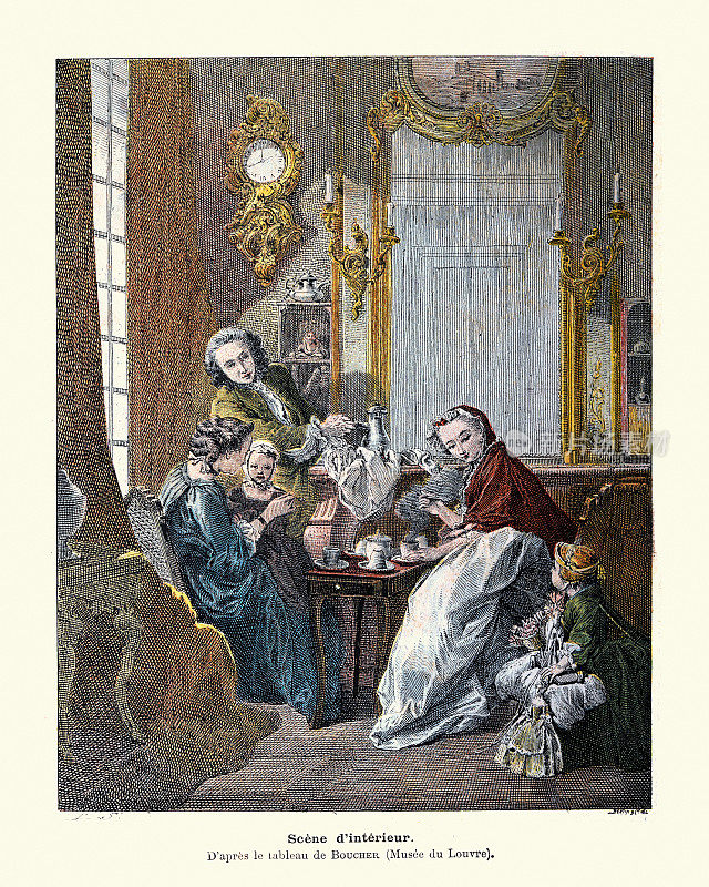 French family, Domestic scene, 18th Century